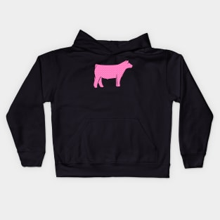 Pink Hearts Show Steer Silhouette  - NOT FOR RESALE WITHOUT PERMISSION Kids Hoodie